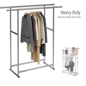 Double pole cloth rack-