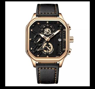 TRSOYE TOP SALE WATERPROOF BLACK HAND WATCHES MEN LEATHER WRIST WATCH TRS6604